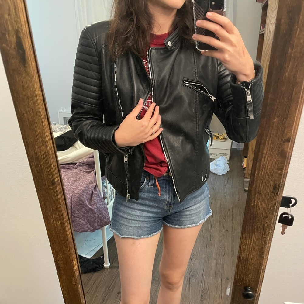 Zara Genuine Leather Jacket Size L